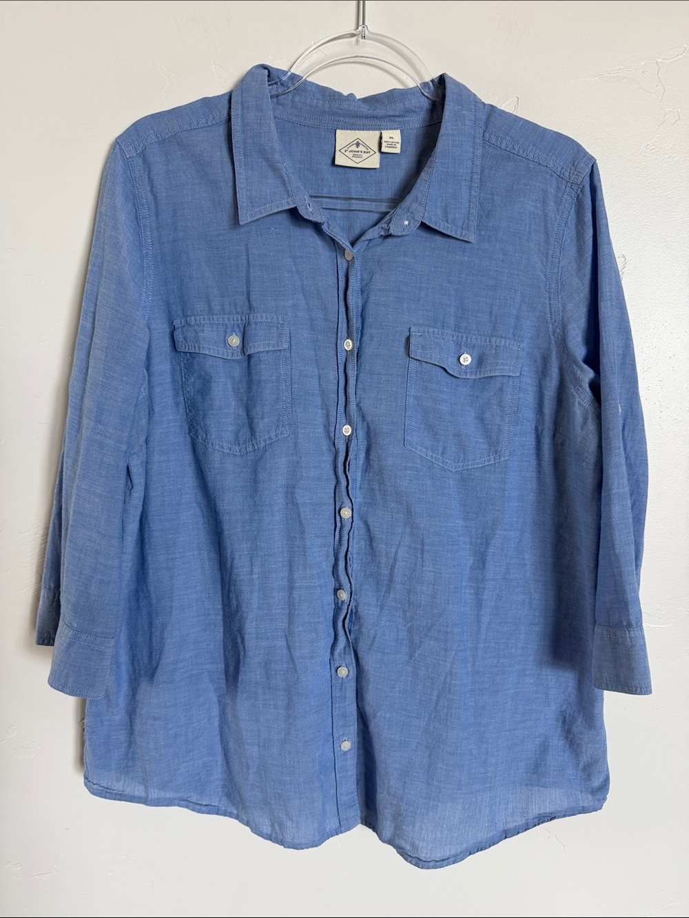 St. John's Bay Light Blue Women's Button-Down Shirt